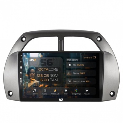 Navigatie Toyota RAV4 (2001-2006) 6GB RAM Android 13 Octacore Slot Sim 4G DSP GPS Wi-FI Carplay Android Auto USB Bluetooth Waze Touchscreen 9 Inch foto