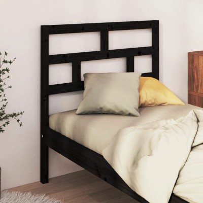 vidaXL Tăblie de pat, negru, 96x4x100 cm, lemn masiv de pin 814178 foto