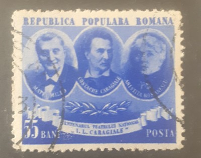 ROMANIA 1953 LP 336 CENTENARUL TEATRULUI serie 1V. stampilate foto