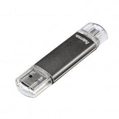 Stick Laeta Twin Hama, 8 GB, USB 2.0, Gri foto