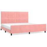 Cumpara ieftin Cadru de pat cu tablie, roz, 200x200 cm, catifea