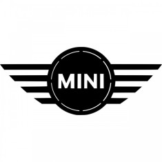 Decoratiune metalica de perete Krodesign KRO-1056, Mini Cooper, diametru 50 cm, negru, grosime 1.5 mm