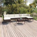 VidaXL Set mobilier de grădină cu perne, 8 piese, maro, poliratan