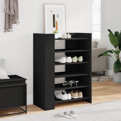 Gossi pantofar, negru, 74,5x37,5x100 cm, lemn prelucrat foto