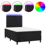 Cumpara ieftin Pat cu arcuri, saltea si LED, negru, 120x190 cm, catifea