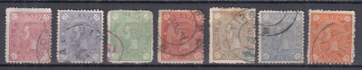 1890/91 LP 47 CAROL I CIFRA IN 4 COLTURI FARA FILIGRAN SERIE STAMPILATA foto