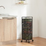 Carucior servire la masa Steigen cu 4 cosuri negru [en.casa] HausGarden Leisure, [en.casa]