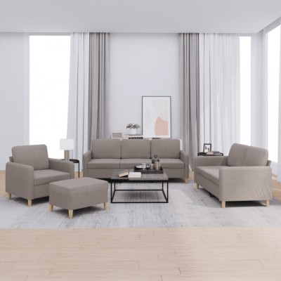vidaXL Set de canapea cu perne, 4 piese, gri taupe, material textil 3202069 foto