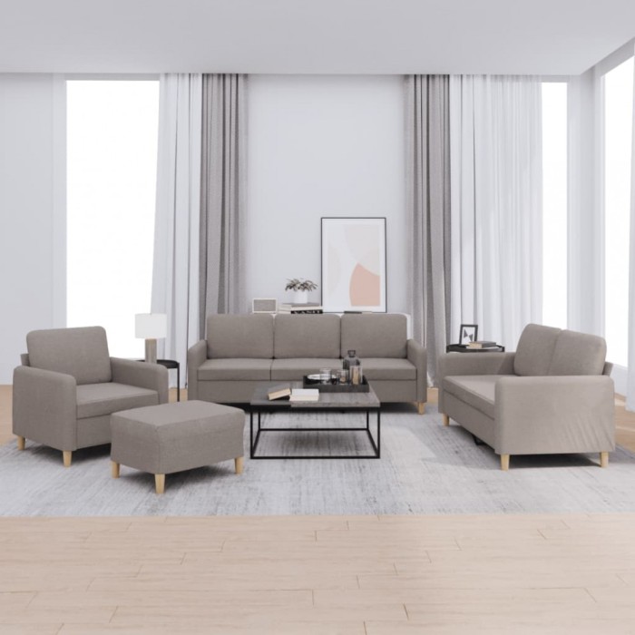 vidaXL Set de canapea cu perne, 4 piese, gri taupe, material textil 3202069