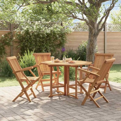 vidaXL Set de mobilier de exterior pliabil, 5 piese, lemn masiv de tec 3096574 foto