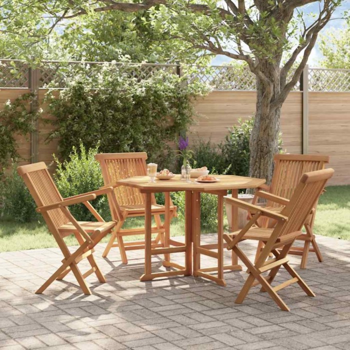 vidaXL Set de mobilier de exterior pliabil, 5 piese, lemn masiv de tec 3096574