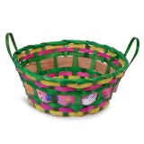Cos decorativ rotund din bambus cu oua colorate, &Oslash;24x9.5cm, CMCLASS