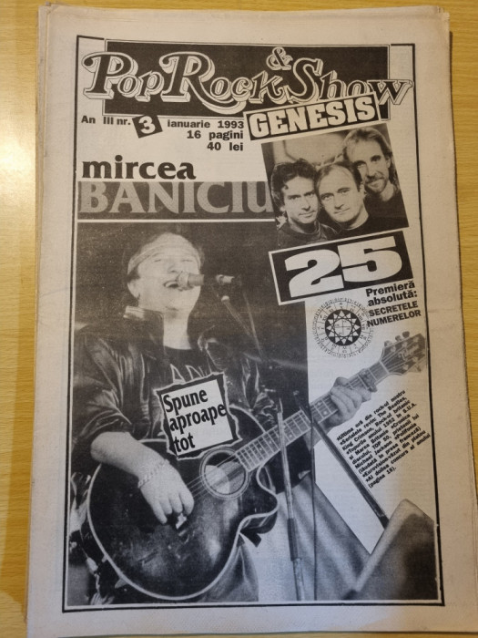 Pop rock &amp; show ianuarie 1993-mircea baniciu,jazz dan mandrila,genesis,beatles