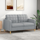 Canapea 2 locuri Gossi, gri deschis, 140 cm, material textil, cadru metalic, confortabila, design modern