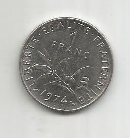 (No3) moneda-FRANTA-1FRANC 1974 foto