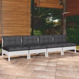 VidaXL Canapea grădină cu 4 locuri, cu perne antracit, lemn masiv pin 3096125