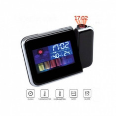 Ceas cu calendar, LCD, alarma si proiectie, ecran color cu iluminare foto