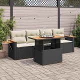 Cumpara ieftin Set mobilier de grădină cu perne, 5 piese,poliratan/lemn acacia