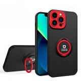 Husa de protectie eagle eye pentru apple iphone 14, rezistenta la socuri, protectie camera, cu inel de prindere magnetic negru, rosu, negru, Flippy