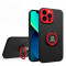 Husa de protectie eagle eye pentru apple iphone 12, rezistenta la socuri, protectie camera, cu inel de prindere magnetic rosu, flippy, negru