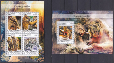 DB1 Fauna Africana Mozambic Feline Lei Tigri MS + SS MNH foto