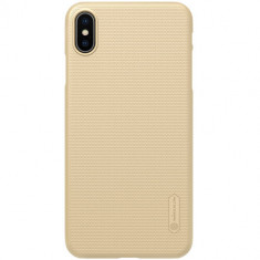 Husa + Stand Telefon Nillkin Super Frosted - Compatibila cu iPhone XS Max, Gold foto