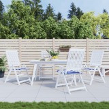 VidaXL Perne scaun grădină 4 buc dungi albastru&amp;alb 50x50x3 cm, textil