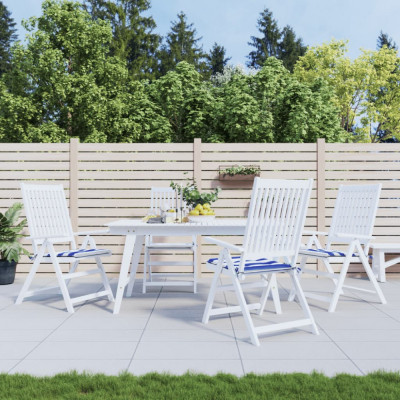 vidaXL Perne scaun grădină 4 buc dungi albastru&amp;amp;alb 50x50x3 cm, textil foto