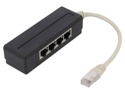 Adaptor Splitter RJ45 4 Porturi Negru foto