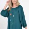 Bluza Dama cu Maneca 3 sferturi, Ampla, Verde cu pictura realizata manual - L