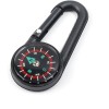Breloc cu busola si carabina, accesoriu orientare camping drumetii, plastic rezistent, negru, 7 cm