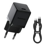 Baseus - Wall Charger Palm (P10111602113-01) - Type-C Cable Included, Fast Charger, USB-C, PD 20W, 5V/3.0A, 1m - Cluster Black