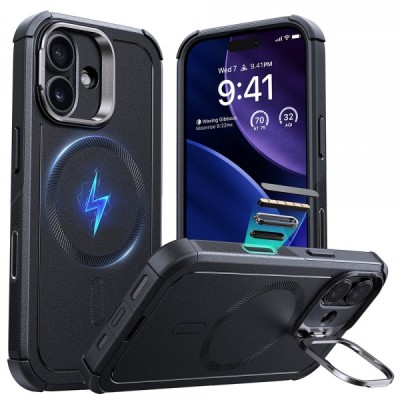 Husa MagSafe pentru Apple iPhone 17, ESR, Cyber Armor Kickstand, Neagra foto