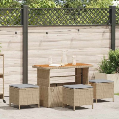 vidaXL Set de masă pentru grădină Bej Rattan poli 42007924 foto