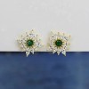 Cercei Argint 925 model FLOARE EMERALD Verde placati cu aur 14K cod ARG409C, Argintboutique