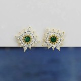 Cercei Argint 925 model FLOARE EMERALD Verde placati cu aur 14K cod ARG409C, Argintboutique