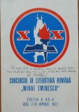 Program Concursul de literatura Mihai Eminescu, Iasi,1977, autograf Gh. Eminescu