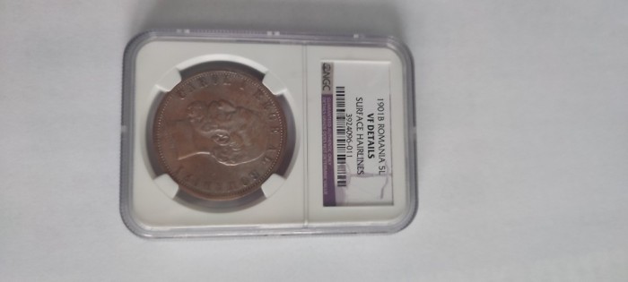 vand moneda 5 lei 1906 - GRADATA NGC -rara -