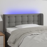 vidaXL Tăblie de pat cu LED, gri &icirc;nchis, 103x16x78/88 cm, textil