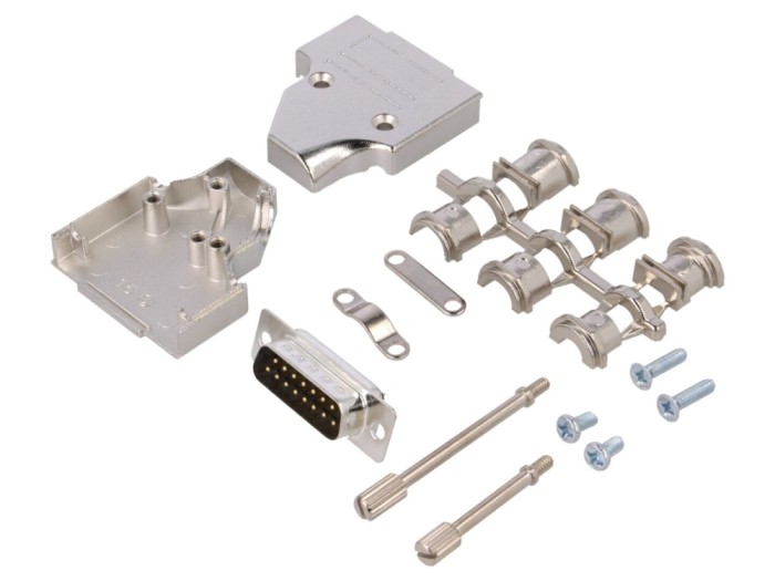 Conector D-Sub 15 pini tată, negru