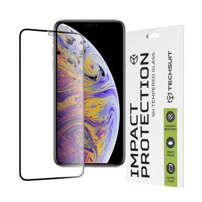 Folie pentru iPhone XS Max / 11 Pro Max - Techsuit 111D Full Cover / Full Glue Glass - Black foto