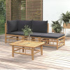 Set mobilier de gradina cu perne gri &icirc;nchis, 4 piese, bambus GartenMobel Dekor, vidaXL