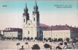 Arad. Th&ouml;k&ouml;ly-t&eacute;r a g&ouml;r. kel. rom&aacute;n templommal (circa 1910, necirculata)