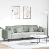 vidaXL Canapea din catifea cu pernă cu pernă Gri deschis 208 cm Catifea