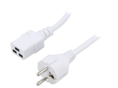 Cablu 3x1,5mm2 CEE 7/7 IEC C19 mamă PVC 2m alb foto