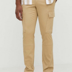 Michael Kors pantaloni barbati, culoarea bej, drept