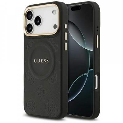 Husa MagSafe pentru Apple iPhone 17 Pro Max, Guess, Peony Hot Stamp, Neagra foto