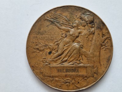 Medalie din Bronz-Ștefan Ionescu-Valbudea Castigata la Expoziția internațională de la Paris din anul 1889- &amp;Icirc;nvingătorul foto
