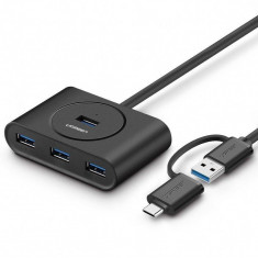 Adaptor HUB 5-in-1 UGREEN CR113, USB/USB-C - 4x USB 3.0, 1x Micro USB, 1m, Negru foto