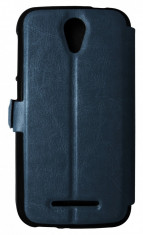 Husa tip carte cu stand albastra (cu decupaj casca) pentru Vodafone Smart 4 Power 4G 985 foto